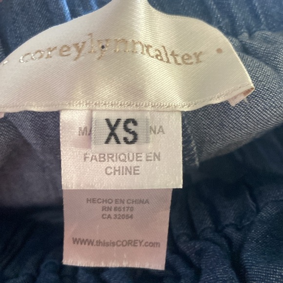 Anthro Corey Lynn Calter Chambray Off Shoulder Ruffle Dress XS 100% Cotton - Picture 4 of 5